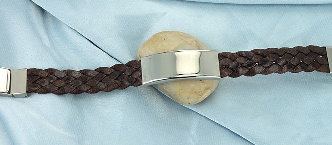 สร้อยข้อมือผู้ชาย กำไลข้อมือผู้ชาย สาย สแตนเลส ผสม ผ้าไหมถัก สีดำ และ สีน้ำตาล สร้อยข้อมือเท่ ๆ เรียบหรู มีสไตล์ no 215944