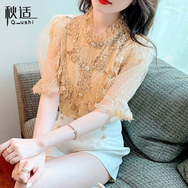 เสื้อลูกไม้ แขนสั้น