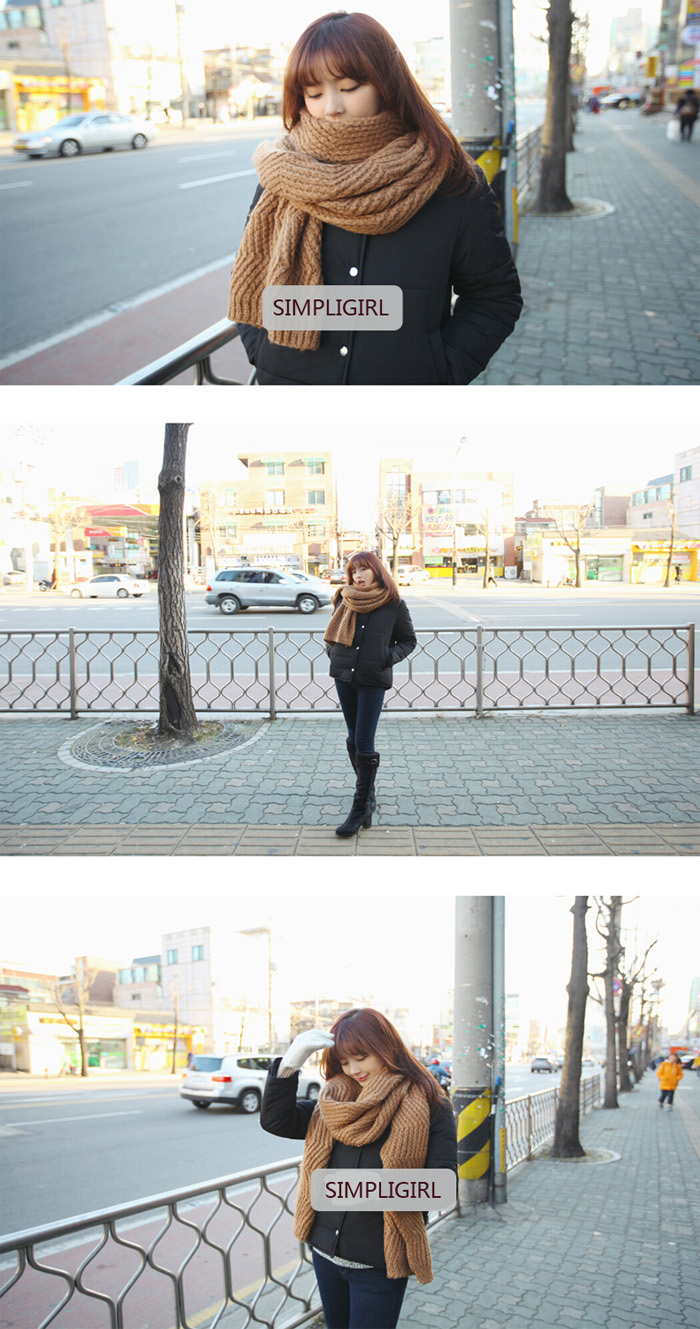 ผ้าพันคอ ไหมพรม เกาหลี สีน้ำตาล มิกกับชุดไหนก็สวย พร้อมส่ง