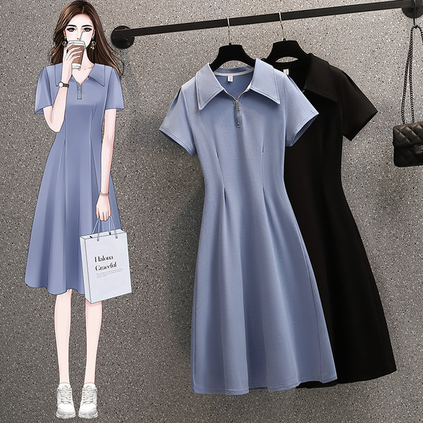 เดรสคนอ้วน เดรสสาวอวบ ชุดเดรสคนอ้วนวัยรุ่น มีสีฟ้า ดำ BY PLUS SIZE Girl