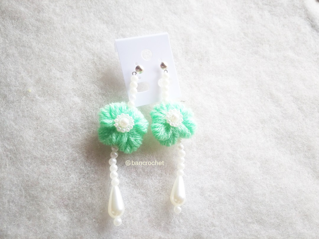 Bancrochet ต่างหูถักโครเชต์ crochet earrings หลากสี 4-6 นิ้ว