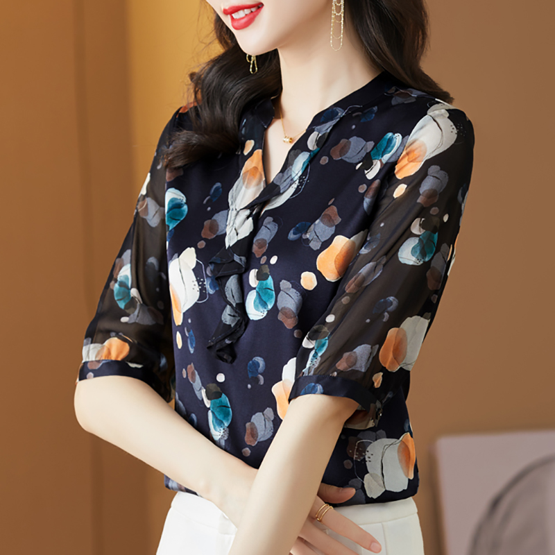 เสื้อชีฟอง เสื้อแฟชั่นสุภาพสตรีวัยผู้ใหญ่ มีไซต์ อก34นิ้ว-43นิ้ว