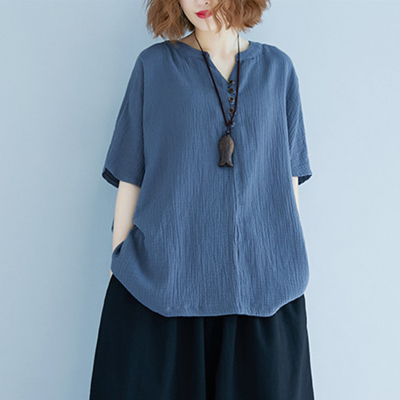 เสื้อโอเวอร์ไซส์ ผ้าฝ้าย ผ้าลินินใส่สบาย*อกใหญ่ประมาณ 40-42 นิ้วขึ้นไป