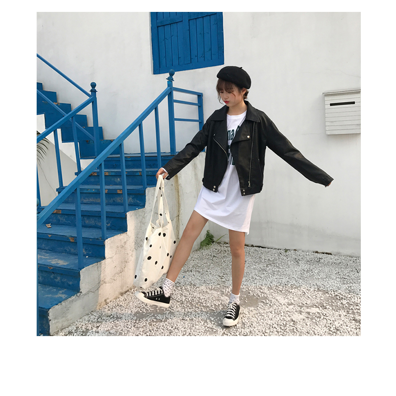 แจ็คเก็ตหนัง ทรงสวย งานคุณภาพดี เก๋ไก๋ พร้อมส่งเลยจ้า black