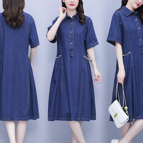 เดรสคนอ้วน เดรสสาวอวบ ชุดเดรสคนอ้วนวัยรุ่นแขนสั้น BY PLUS SIZE Girl
