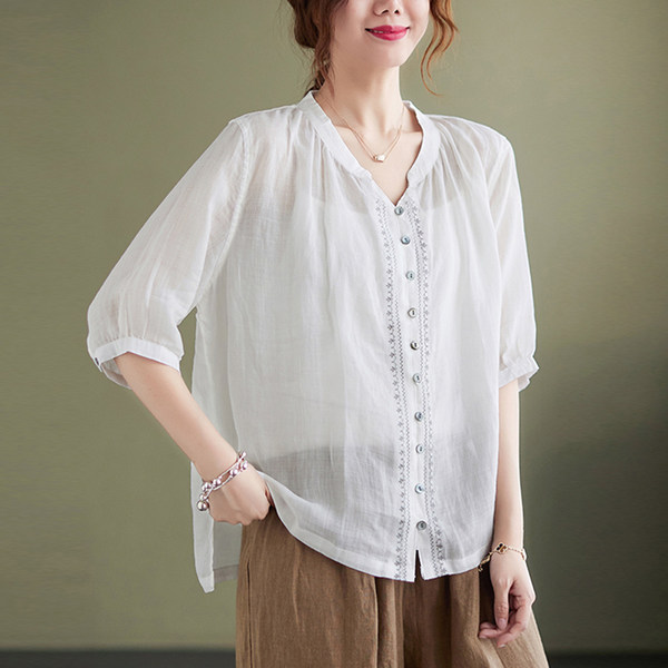 เสื้อลินิน เสื้อผ้าฝ้ายลินิน เสื้อเชิ้ตผ้าลินิน BY Zimo