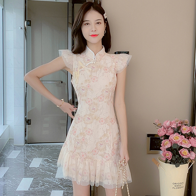 ชุดเดรสสั้น ชุดเดรสสั้นลายดอก ชุดเดรสสั้นวัยรุ่น By Meiyi women's clothing