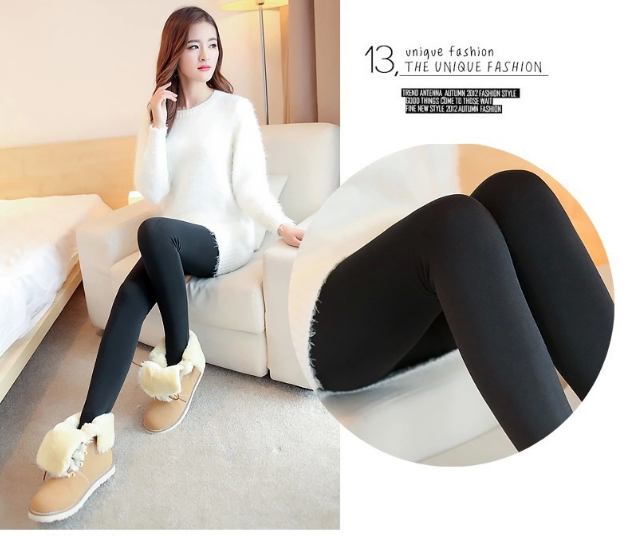 Legging เลกกิ้งขนกันหนาว สีดำ อากาศ 12 องศาขึ้นไปกำลังสบายจ้า ไม่หนามาก ด้านในเป็นขนนุ่ม ยืดได้เยอะ กระชับทรง พร้อมส่งเลยจ้า