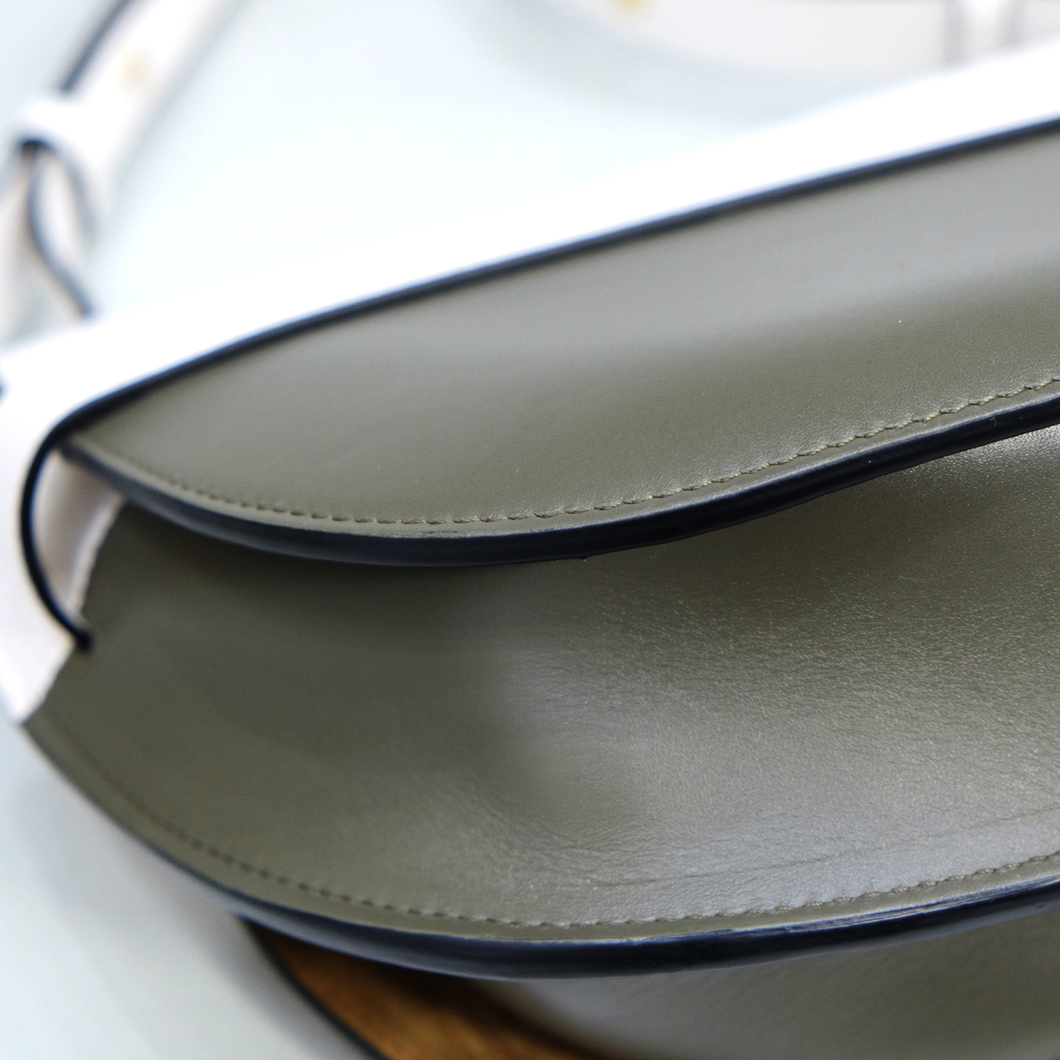 Loewe White/Khaki Calf Leather Small Gate