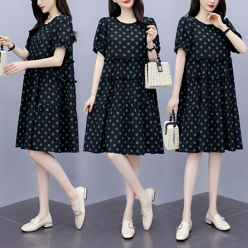 เดรสแขนสั้น มีไซส์ L-5XLอก 38-48 นิ้ว ใส่ได้ทั้งสาวหุ่นดีน่ารักจนถึงสาวอวบพลัสไซส์