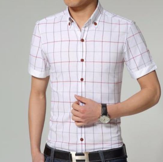 เสื้อเชิ้ตผู้ชาย ใส่ทำงาน เสื้อคอปกแขนสั้น ลายสก๊อต ลายตาราง สี่เหลี่ยม แบบสวย พับแขน อีกสี เสื้อผู้ชาย แบบติดกระดุม ดีไซน์ สวย เข้ารูป 212890