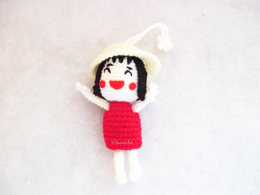 พวงกุญแจมารูโกะถักไหมพรม ขนาด 4 นิ้ว maroko crochet keychain 4 inch