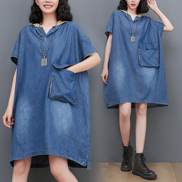 เสื้อทีเชิ้ตคนอ้วนผู้หญิงสไตล์คอตตอนลินินมีไซต์อก 47-48 นิ้ว