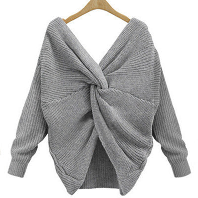 เสื้อแฟชั่นไหมพรม แขนยาว ดีไซน์เก๋ ตัวสั้น แต่งไขว้ ใส่ได้ทั้ง 2 ด้าน แอบเซ็กซี่เล็กๆ มีหลายสีจ้า