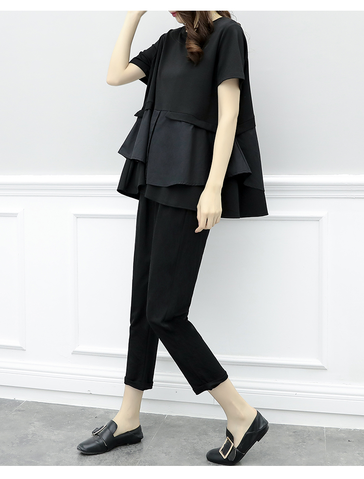 Set_bt1742 ชุดเซ็ท 2 ชิ้น(เสื้อ+กางเกง) เสื้อตัวยาวชายปล่อย+กางเกงขายาวเอวยางยืดมีกระเป๋าข้าง ผ้าคอตตอนสแปนเด็กซ์เนื้อดีหนามีน้ำหนักทิ้งตัวยืดหยุ่นสูง งานสองชิ้นสวยคุ้ม ทรงสวยเรียบหรู ผ้าดีเกินราคาดูสวยแพง ใส่เที่ยว/ใส่ทำงานได้ (สีพื้นดำ)