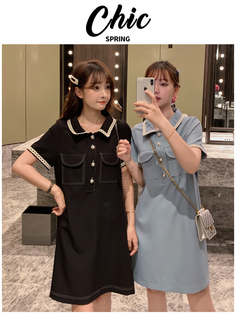 Dress4563 เดรสคอปกกระดุมหน้าสีพื้น ดีเทลแต่งแถบลูกไม้ปกและปลายแขน กระเป๋าอก ผ้าโพลีเนื้อดีใส่สบาย ผ้ามีน้ำหนักทิ้งตัว งานสวยใส่ง่าย ทรงนี้น่ารักมีติดตู้ไว้ใส่ได้เรื่อยๆ มี 2 สี ฟ้า, ดำ