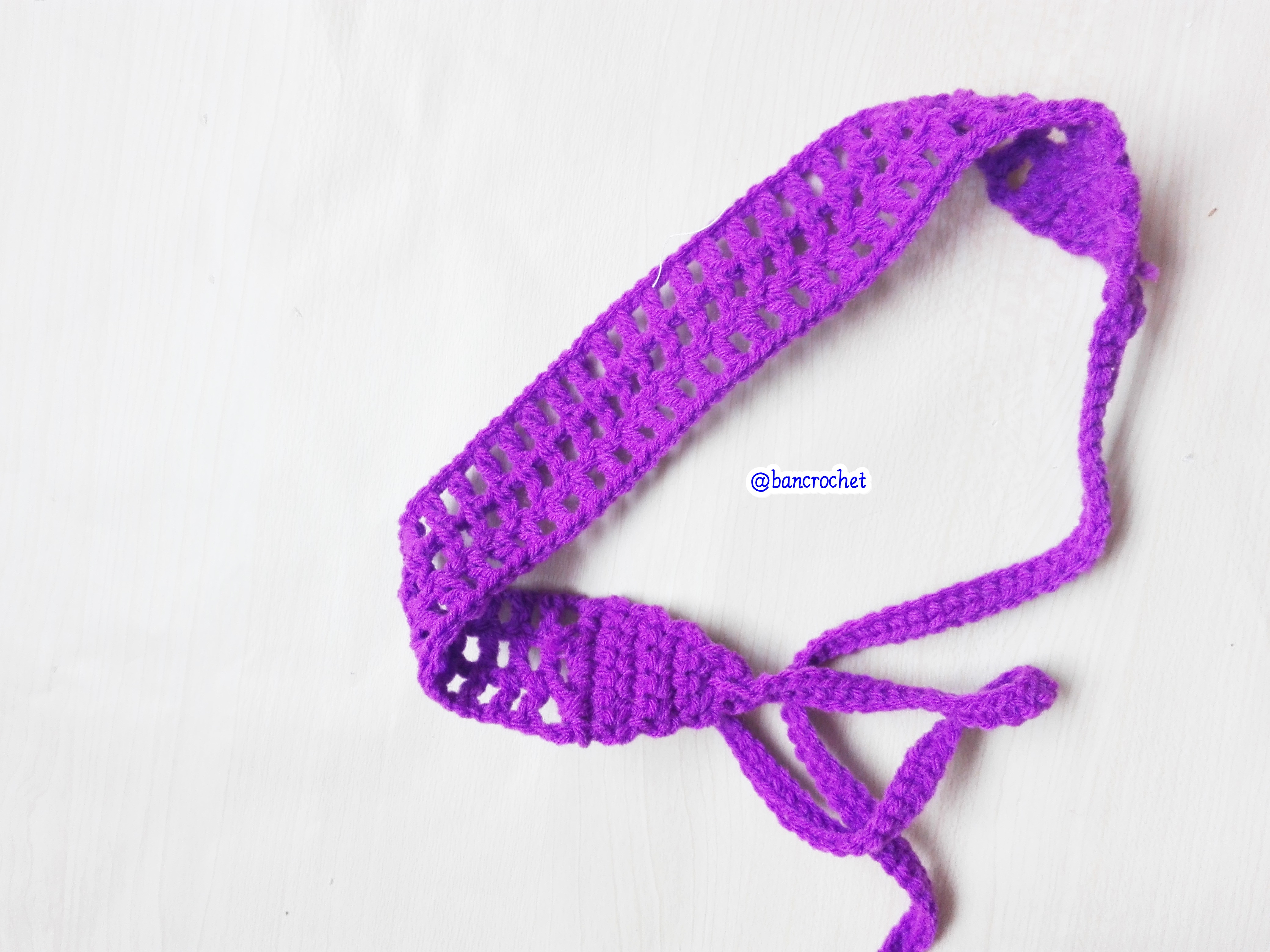Bancrochet ที่คาดผมถักโครเชต์ crochet headband ม่วงเข็ม 1-1.5*13 inch