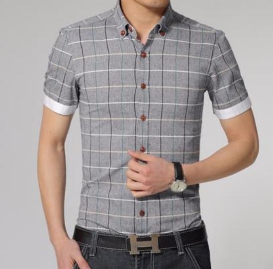 เสื้อเชิ้ตผู้ชาย ใส่ทำงาน เสื้อคอปกแขนสั้น ลายสก๊อต ลายตาราง สี่เหลี่ยม แบบสวย พับแขน อีกสี เสื้อผู้ชาย แบบติดกระดุม ดีไซน์ สวย เข้ารูป 212890