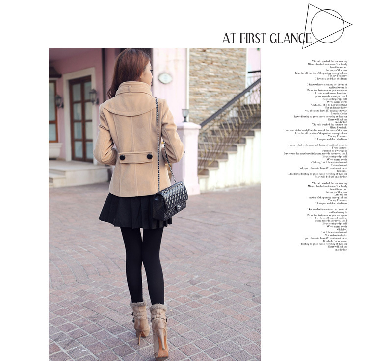 เสื้อโค้ท ตัวสั้นเข้ารูปทรงสวย กระดุม 2 แถว สไตล์เกาหลี ผ้านิ่มมาก พร้อมส่ง CAMEL