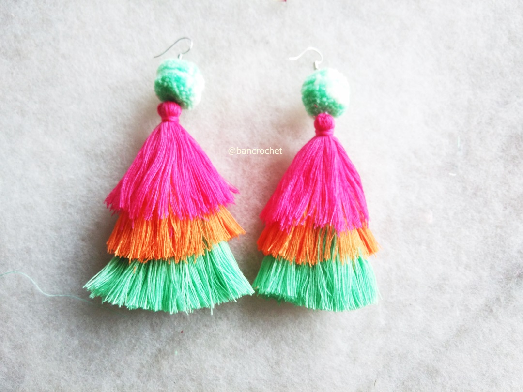 ต่างหูถักโครเชต์ crochet earrings หลากสี 4-6 นิ้ว