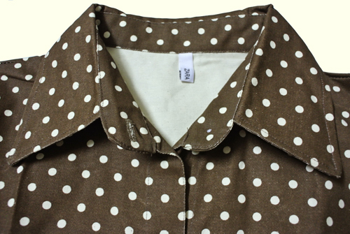 ชุดเดรสเชิ้ตสั้นแขนยาวลายจุดสีน้ำตาล