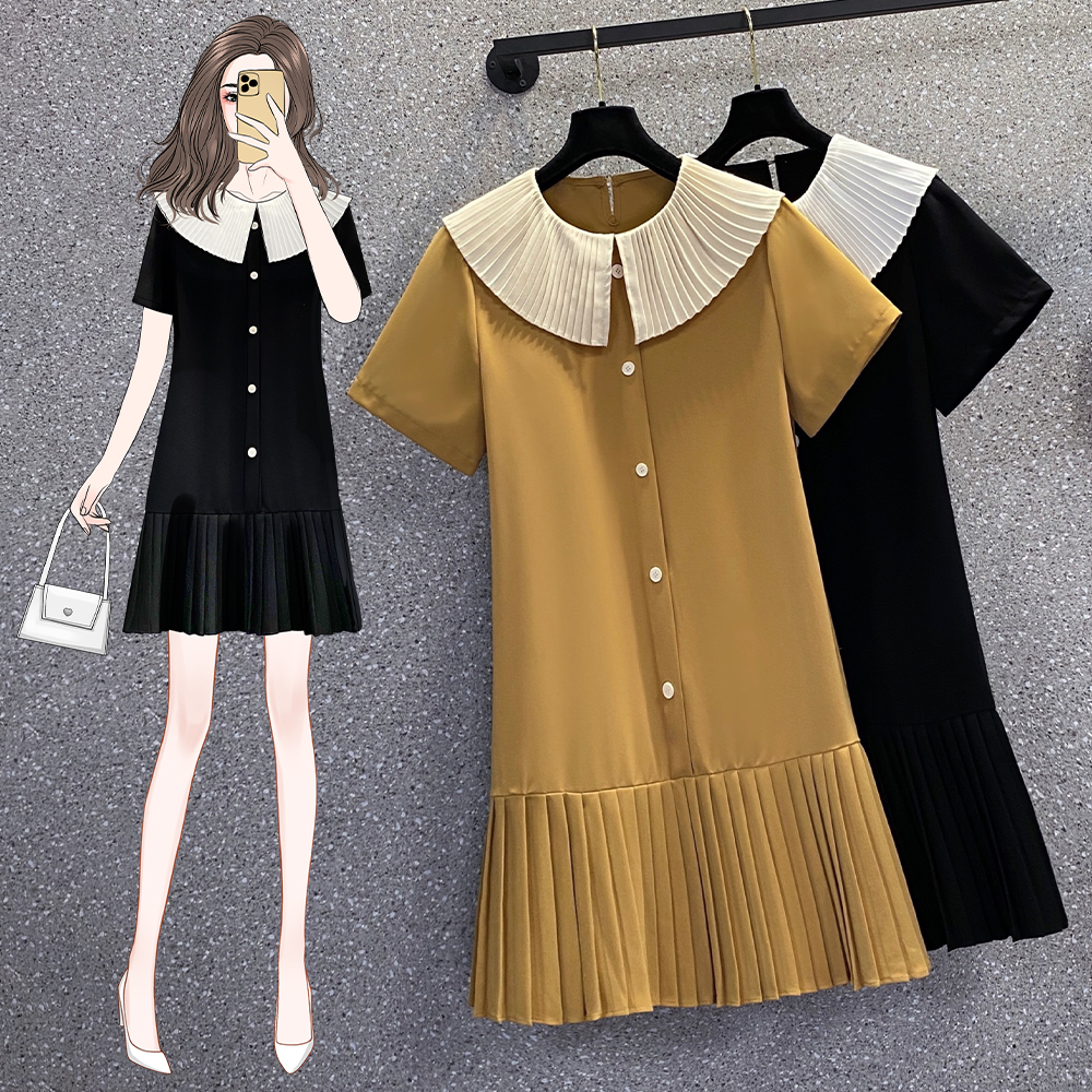เดรสแขนสั้น มีไซส์ L-4XLอก 38-47 นิ้ว ใส่ได้ทั้งสาวหุ่นดีน่ารักจนถึงสาวอวบพลัสไซส์