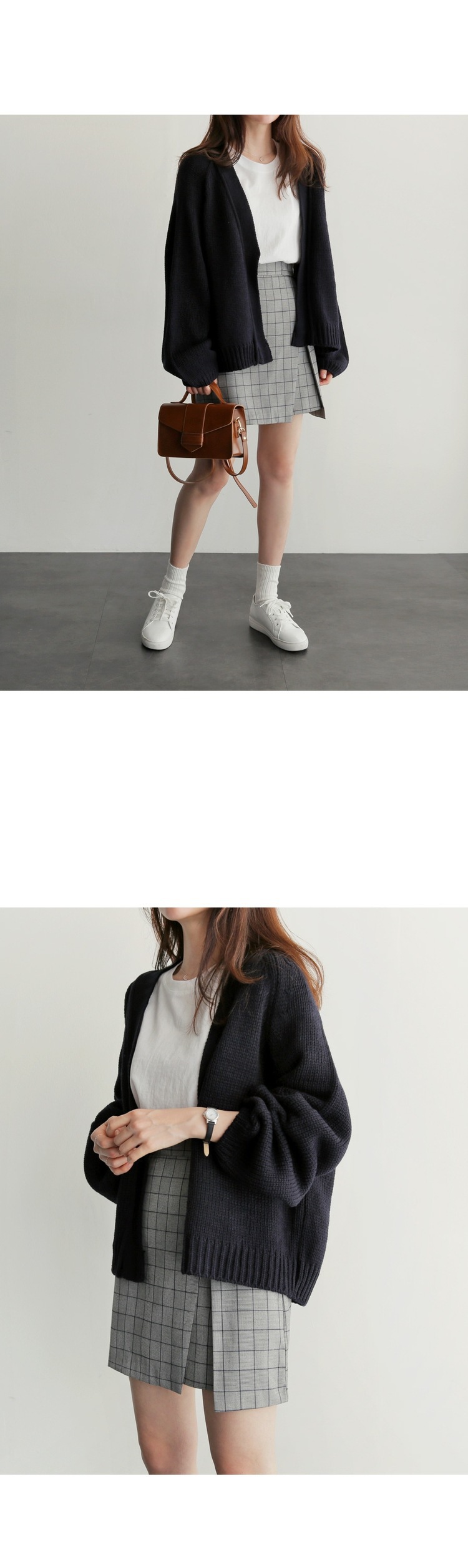 เสื้อคลุมกันหนาว ไหมพรมถัก ตัวสั้นทรงสวย พร้อมส่ง สีดำ