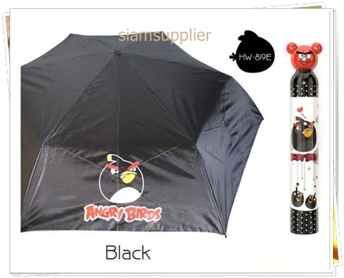 ร่มพับได้ ร่มกันแดด กันฝน Angry Bird สีดำ