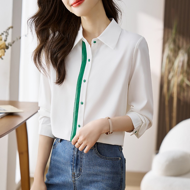 เสื้อเชิ้ตผู้หญิงแขนยาว เสื้อเชิ้ตผู้หญิงใส่ทํางาน 390 บาทต่อชิ้น ฟรีค่าจัดส่ง