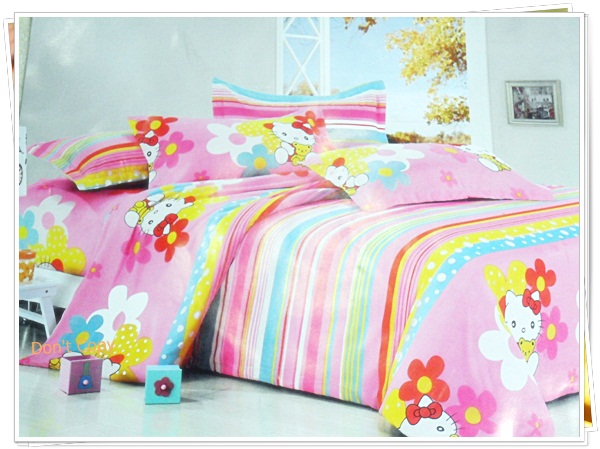 ชุดผ้าปูที่นอน ผ้าปูเตียง 6 ฟุต 3 ชิ้น ลายดอกไม้สีชมพู P002