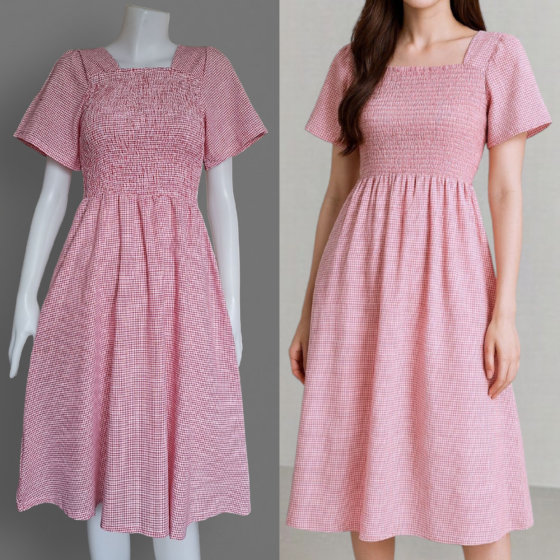 🎐 Dress4446 ลุคคุณหนูญี่ปุ่นมาเอง! เดรสยาวลายสก็อตเล็ก สไตล์ญี่ปุ่นน่ารักละมุน 🍃 สม็อครอบอกและเอวเข้าทรงพอดีตัว ช่วยพรางหุ่นได้ดีมาก