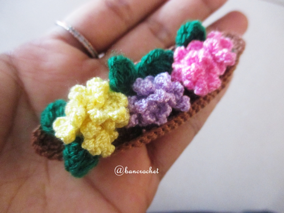 กระถางเรือดอกไม้ถัก mini boat flowers basket crochet