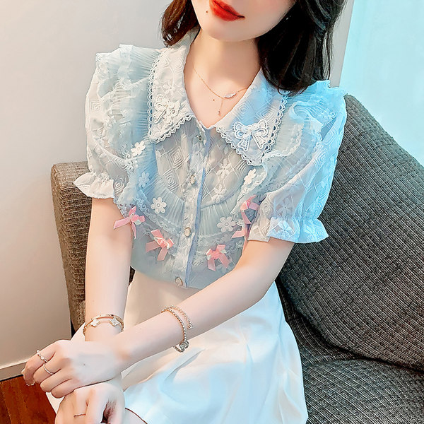 เสื้อลูกไม้ แขนสั้น