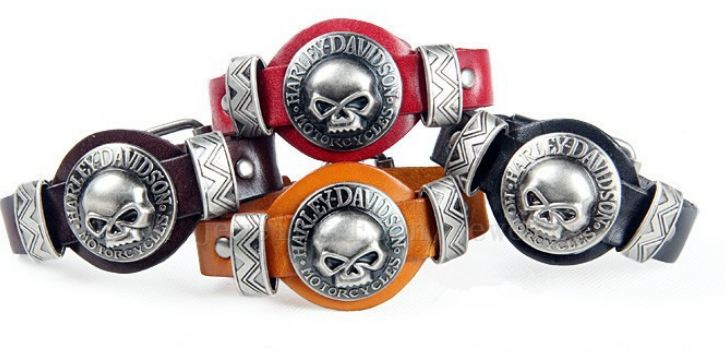 สร้อยข้อมือผู้ชาย สร้อยข้อมือ ผู้หญิง สร้อยข้อมือหนังแท้ Harley Davidson สำหรับ นักเดินทางด้วย มอเตอร์ไซค์ แบบเท่ ๆ ของขวัญแทนใจ ให้แฟน 706805