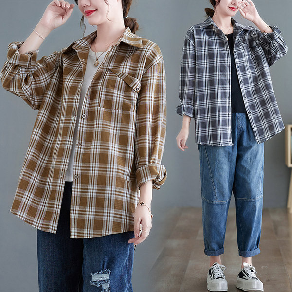 เสื้อทีเชิ้ตคนอ้วนผู้หญิงสไตล์คอตตอนลินินมีไซต์อก 47-48 นิ้ว