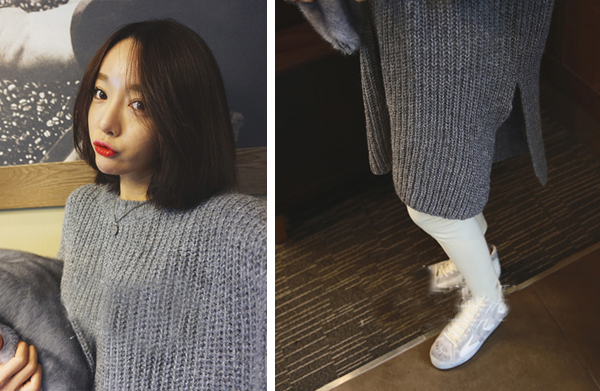 เสื้อไหมพรมตัวโคล่ง Sweater ทรงยาว เกาหลีฝุดๆ ยืดได้เยอะ พร้อมส่ง