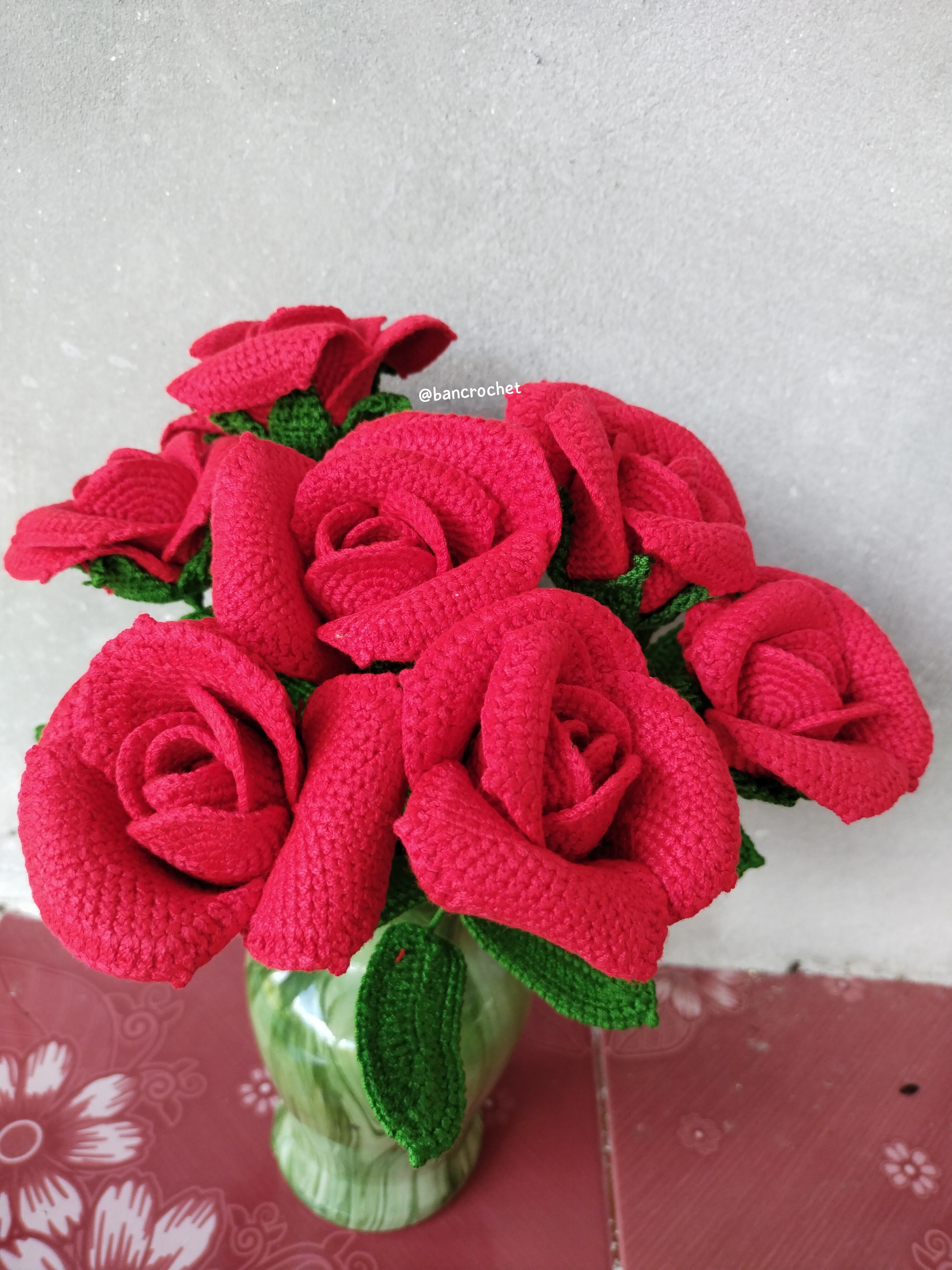 Bancrochet ดอกกุหลาบถักโครเชต์ crochet rose หลากสี