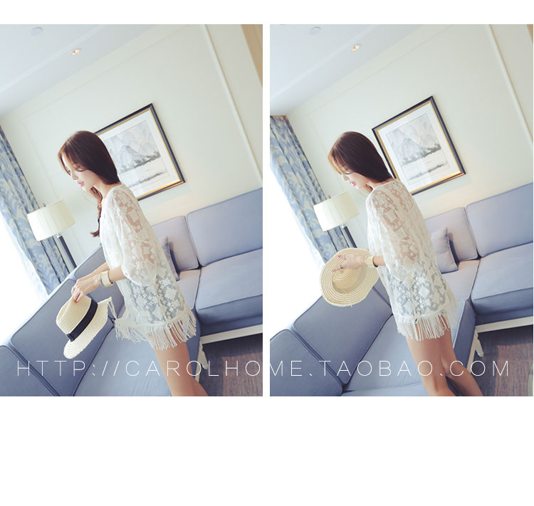 เสื้อคลุมซีทรู มีลายในตัว เหมาะกับวันชิลๆ พร้อมส่งจ้า white