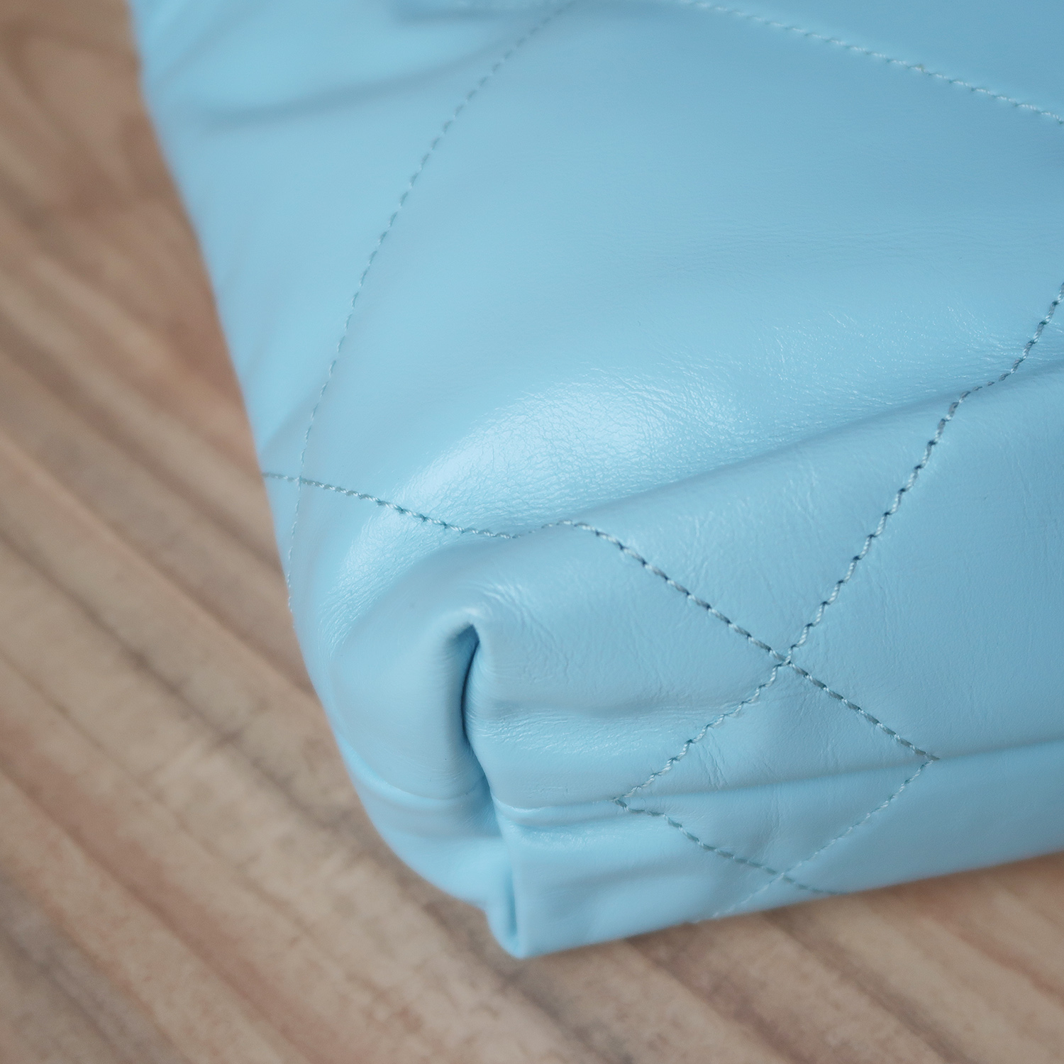 Chanel Blue Shiny Calfskin Mini 22 SHW