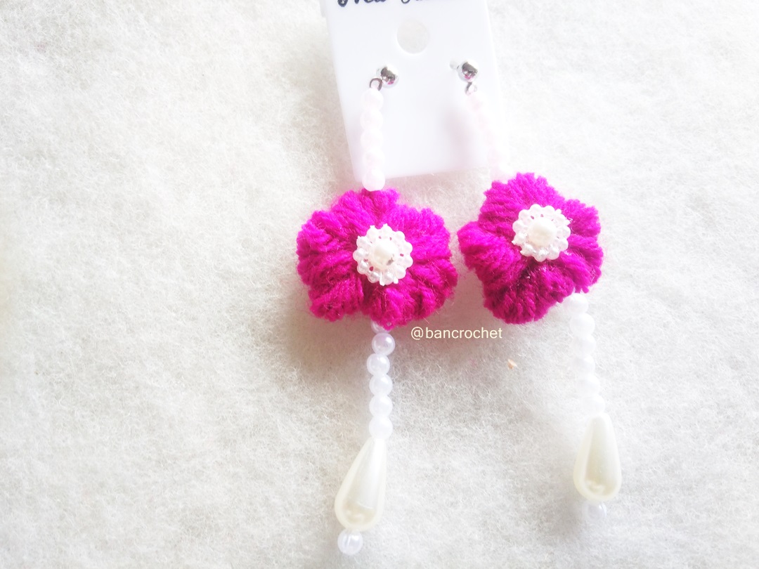 Bancrochet ต่างหูถักโครเชต์ crochet earrings หลากสี 4-6 นิ้ว