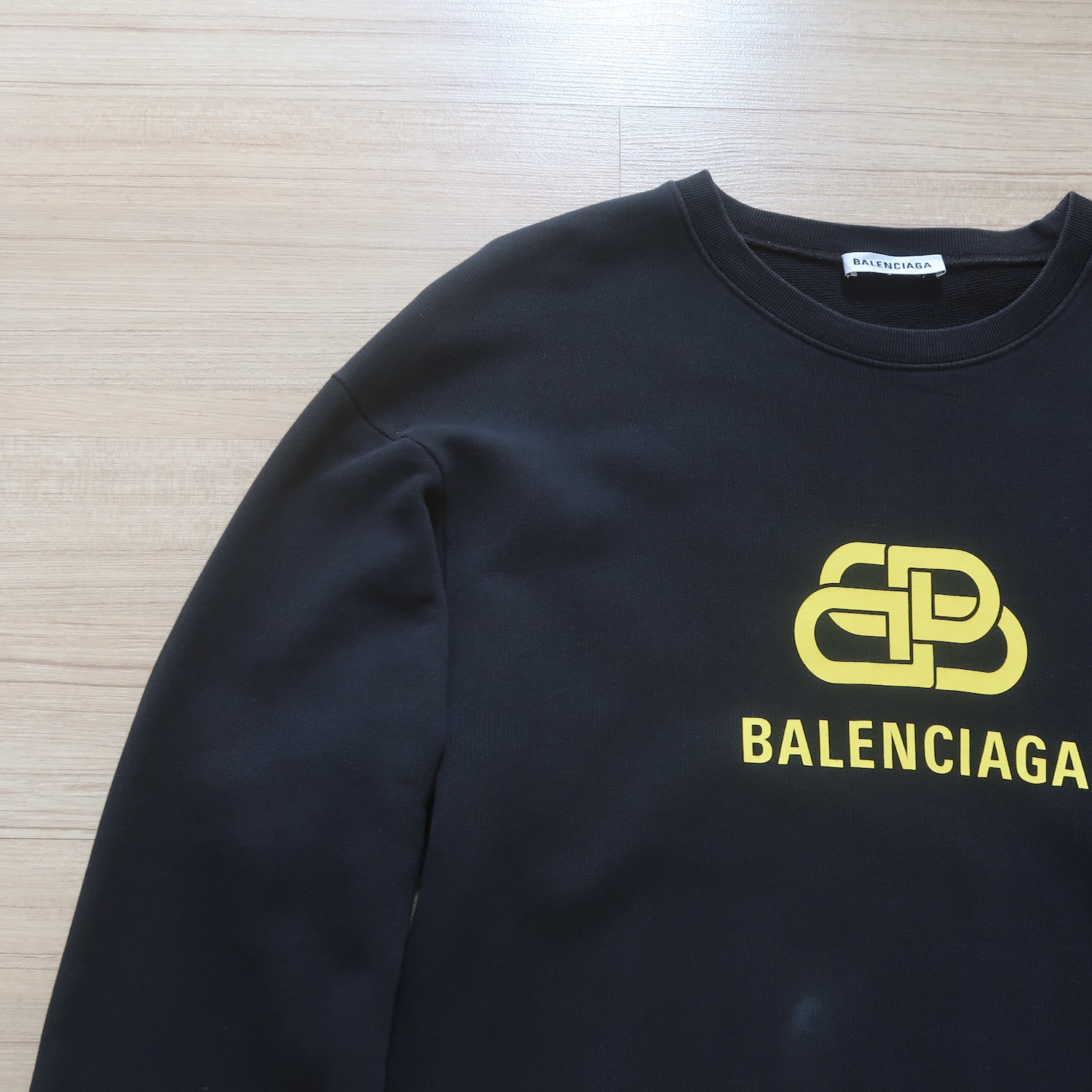 Balenciaga Black Yellow BB Craw Logo Sweater