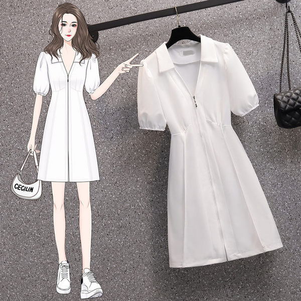 เดรสคนอ้วน เดรสสาวอวบ ชุดเดรสคนอ้วนวัยรุ่นแขนสั้น BY PLUS SIZE Girl
