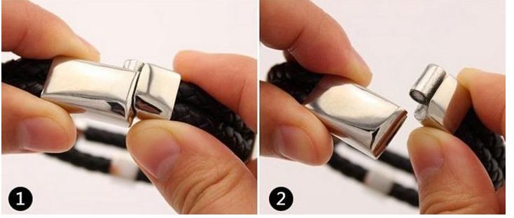 สร้อยข้อมือผู้ชาย หนังแท้ สีดำ ถัก 2 ชั้น งานพรีเมี่ยม กำไลข้อมือ สำหรับผู้ชาย ร้อย ห่วงเงิน หรูหรา แบบมีสไตล์ ของขวัญแทนใจ สุดไฮโซ 564782