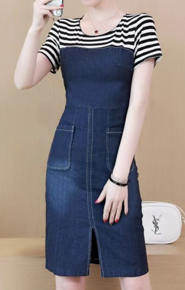เดรส เข้ารูป เดรสยีนส์ แบบสวย ๆ ใส่ทำงาน แบบด้านบน เป็นซีทรู และ แบบเสื้อยืดด้านบน 510635