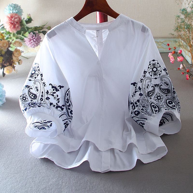เสื้อลินิน เสื้อผ้าฝ้ายลินิน เสื้อเชิ้ตผ้าลินิน ปักลายสวยๆด้วยด้าย สไตล์VINTAGE