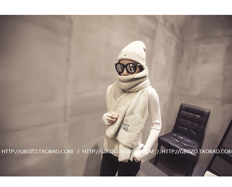 สีครีม ผ้าพันคอ สไตล์เกาหลี ไหมพรม พร้อมส่ง