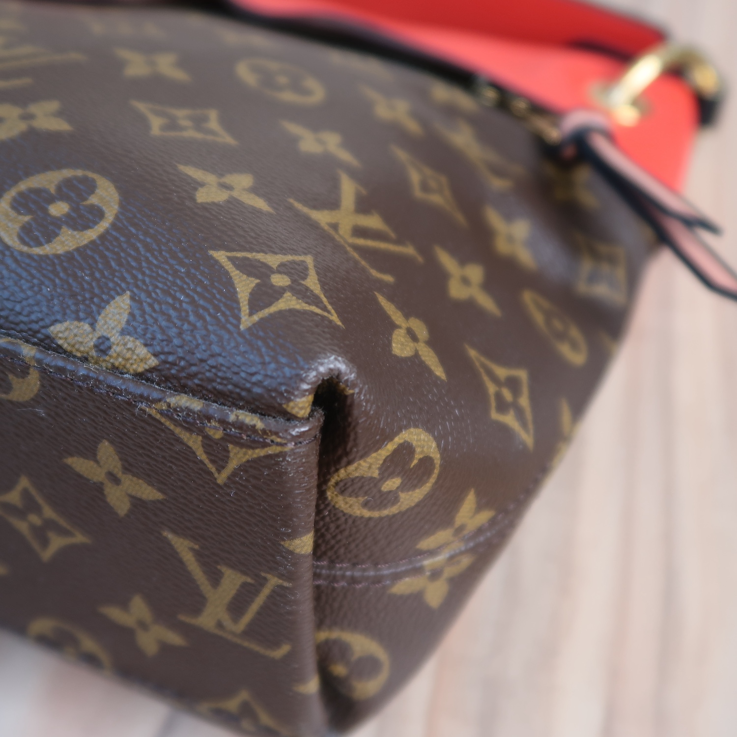 Louis Vuitton Red Calfskin/ Monogram Tuileries Besace Bag