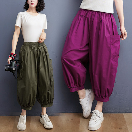 เสื้อผ้าฝ้ายผ้าลินินตัวใหญ่ ไซต์โอเวอร์ ใส่หลวมๆ ส่งฟรี