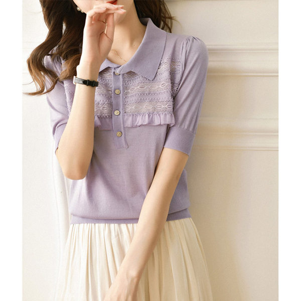 เสื้อลูกไม้ แขนสั้น