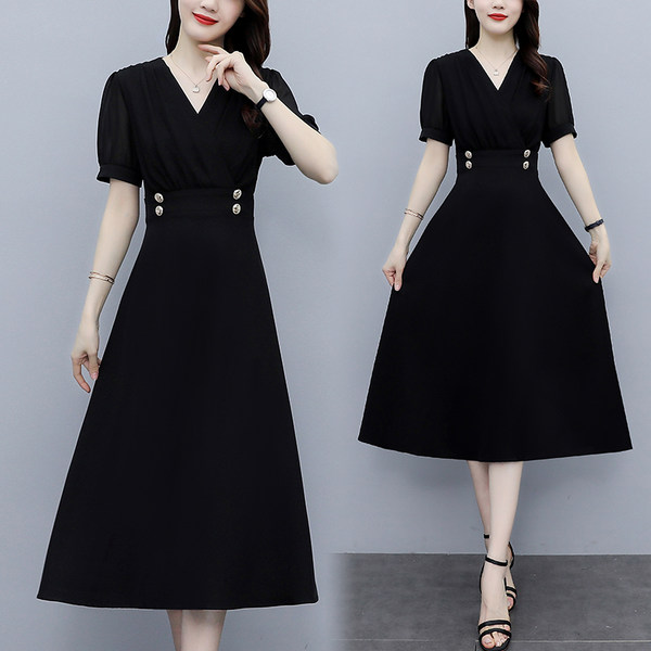 เดรสคนอ้วน เดรสสาวอวบ ชุดเดรสคนอ้วนวัยรุ่นแขนสั้น BY PLUS SIZE Girl